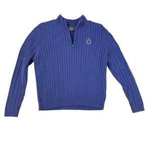 Croft & Barrow Sweater Women L Preppy Quarter Zip Cable Knit Pullover Cotton VTG